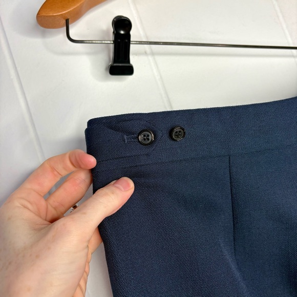 Theory Tapered High-Rise Pant in Wool-Blend Hopsack Navy Blue Women’s Size 6 - Picture 9 of 10